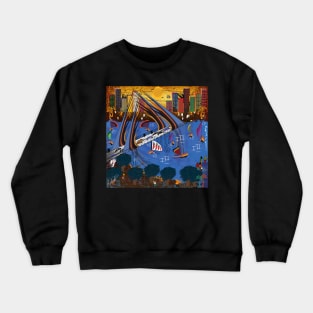 Landscape of a modern city in a abstract contemporary painting Crewneck Sweatshirt